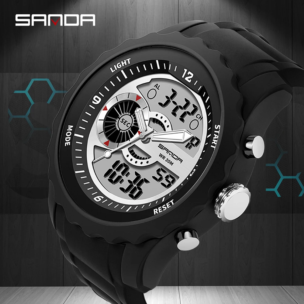 

SANDA Nieuwe Sport Horloge Mannen Waterdichte Digitale Quartz heren HorlTop Brand Luxe Relogio Masculino Fashion Erkek Kol Saati