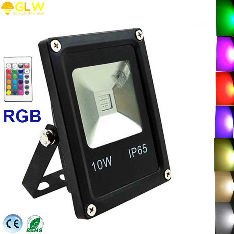 GLW Светодиодный прожектор светильник мощностью 10 Вт 20 30 50 RGB пульт дистанционного