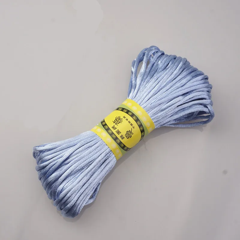 Light Blue 20 м 2,5 мм Разноцветные нейлоновые черные Сатиновые китайские узлы, шелковый шнур для макраме, бисероплетенная нить Шамбала HK198 - Цвет: Light Blue