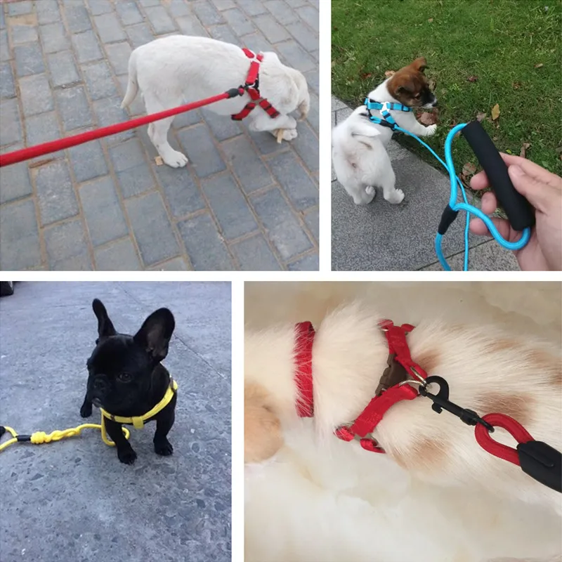 

Nylon Pet Dog Leash Harness Set Adjustable Puppy Dog Walking Lead Collar Leash Harness Vest Traction Rope Dog Accessories