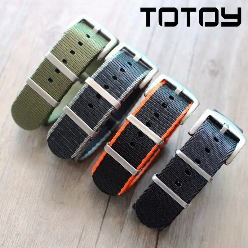 Плетеный Гладкий нейлоновый ремешок TOTOY черные зеленые серые ремешки в стиле