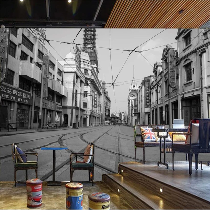 Обои на заказ 3d фрески старый шанхай ретро современный минималистичный тв фон