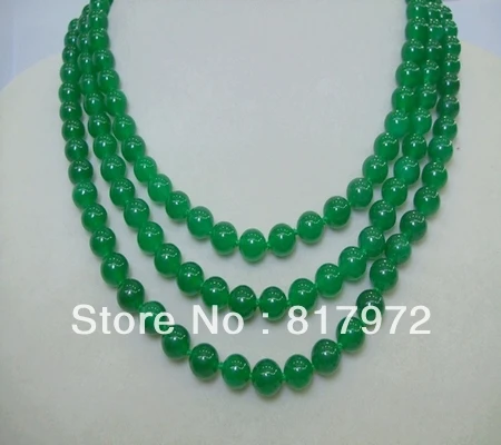 

Glamour Simple Style 8mm Green Bead Necklace Woman Party Gift Length 120cm