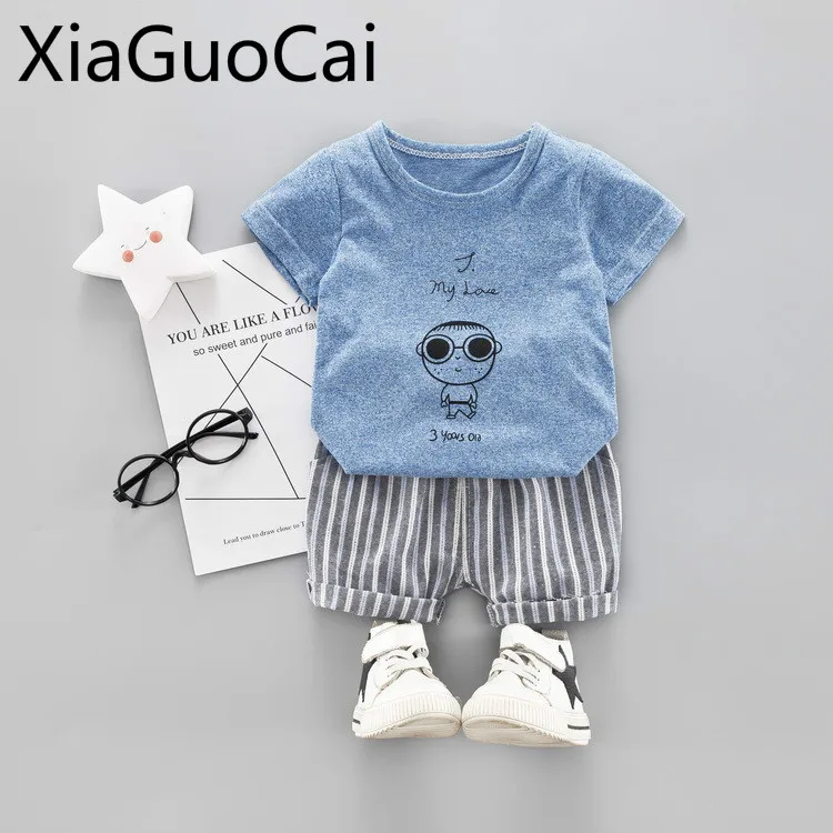 Новые летние детские комплекты милые модные с рисунком костюм короткими