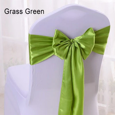 Grass Green 100 шт. атласные ленты для стульев, свадебные атласные ленты для галстука-бабочки, вечерние ленты для свадьбы, отеля, банкета, украшения стульев - Цвет: Grass Green