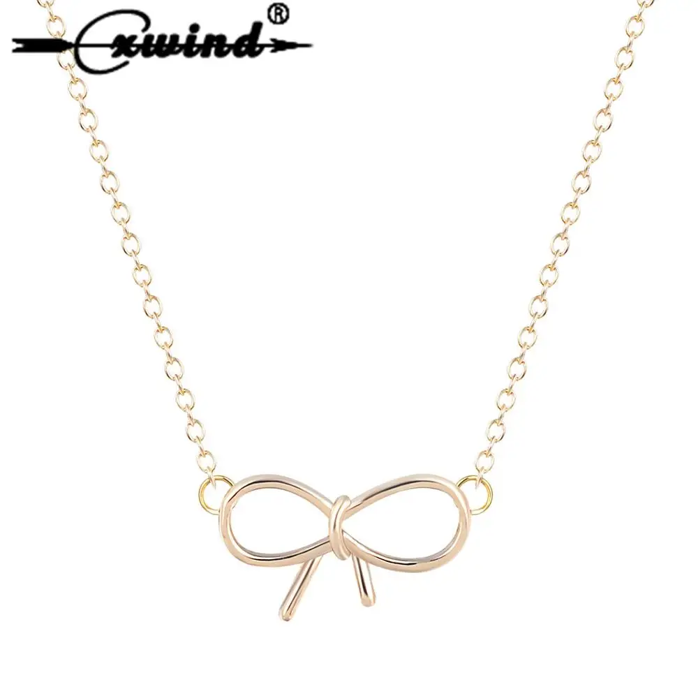 

Cxwind Fashion Infinity Bowknot Pendant Necklace Jewelry Wedding Bow knot Necklaces for Women Statement Collar