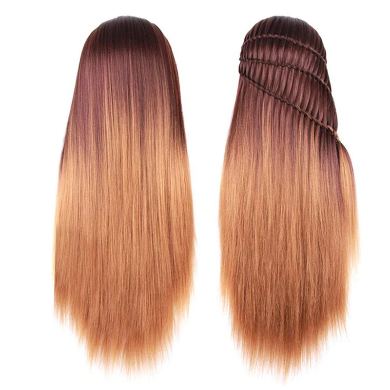 New Style 28 inch Mannequin Head With Ombre Kanekalon Synthetic Hair Long Thick Training Head For Braid Hairdressing Dummy Head