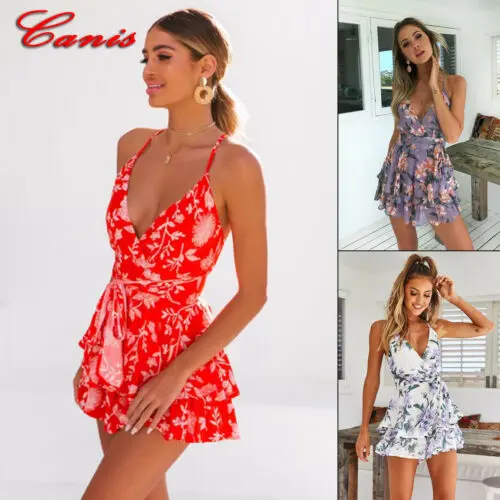 

Women Summer Boho Short Maxi Cocktail Party Beach Sundress