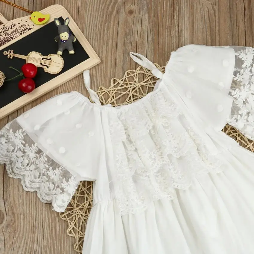 2018 Summer Beachwear Girls Dresses Princess Girl Dress kids White Lace Children Clothes dress vestido infantil | Детская одежда и