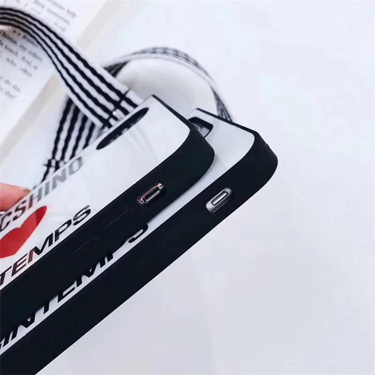 Для iphone 6 6s 7 8 x чехол силиконовый подвесной веревка наклонная цепь Чехол для мобильного телефона s