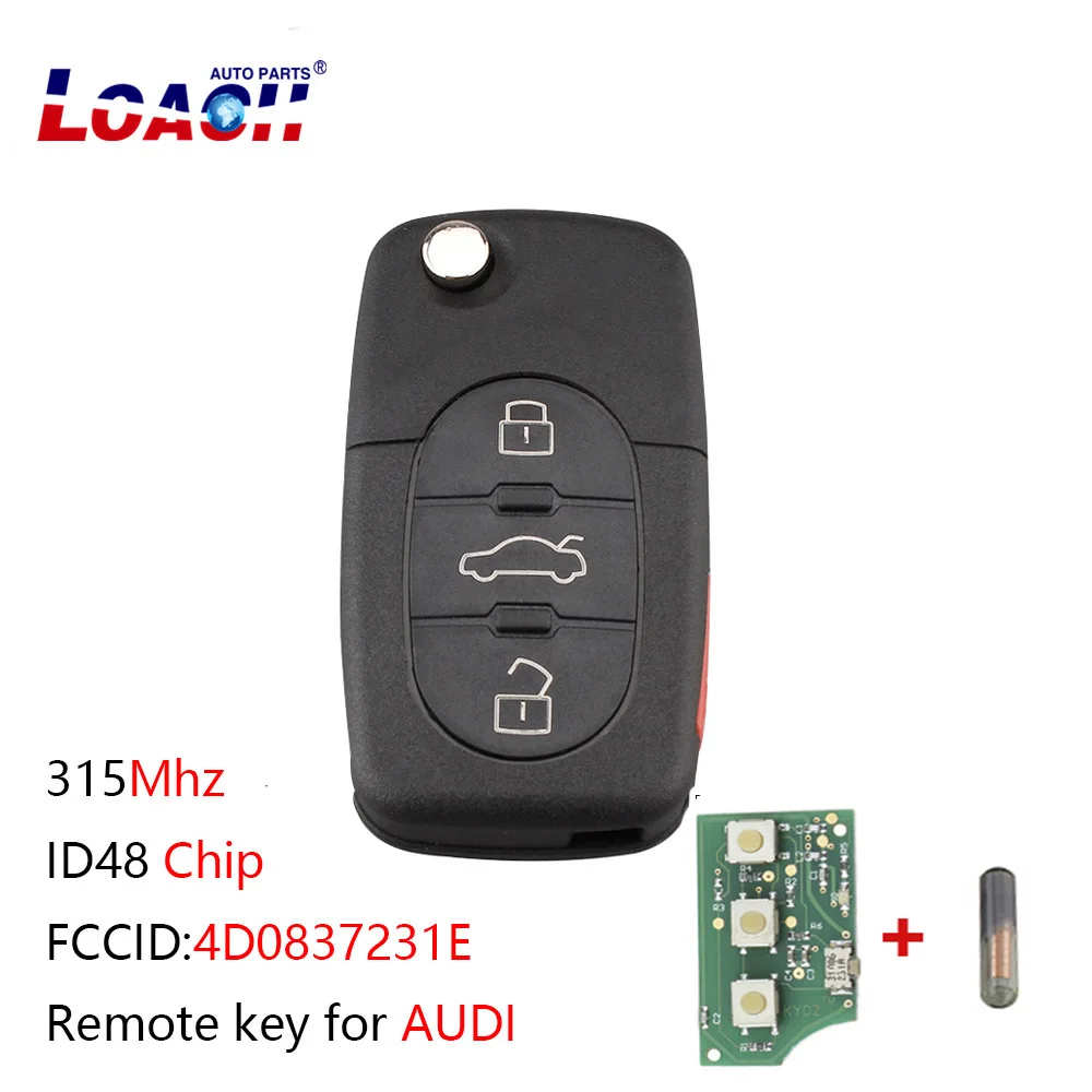 3 + 1 кнопка 4 кнопки дистанционного ключа автомобиля DIY для AUDI A4 S4 A6 A8 TT Allroad Cabriolet