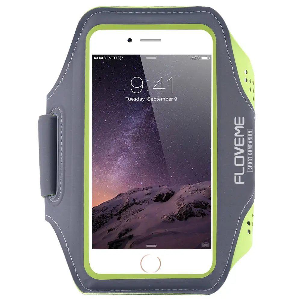 FLOVEME 5," Для мужчин Для женщин Спорт повязки для iPhone 6 6 S Plus Clear Сенсорный экран Водонепроницаемый Спорт повязку для samsung Galaxy S6 S7 - Цвет: Green