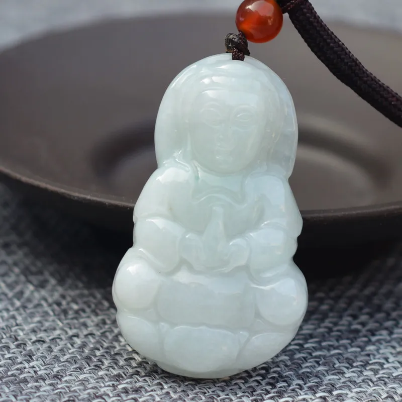 Drop Shipping A Grade Natural Jadeite Pendant Necklace Carved Chinese GUANYIN Gift for Women Men's Jades fashion Jewelry | Украшения и