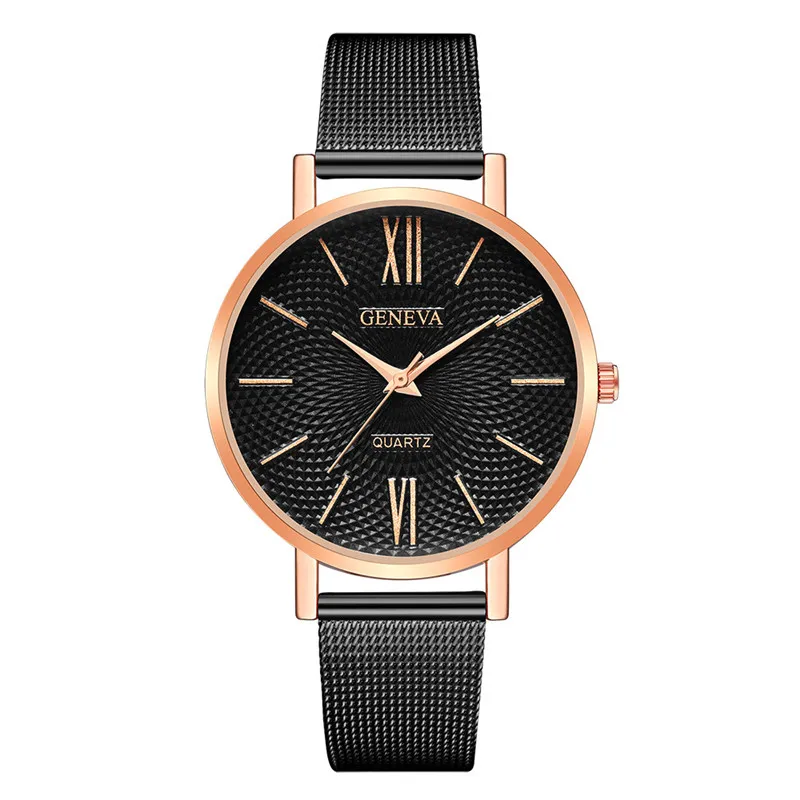 Geneva роскошные женские часы из нержавеющей стали Relojes Para Mujer модные повседневные женские часы с пряжкой часы женские кварцевые часы
