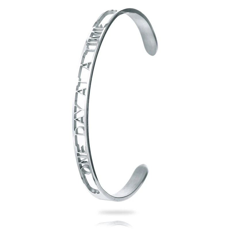 MYLONGINGCHARM регулируемый браслет из нержавеющей стали с полыми буквами один день за