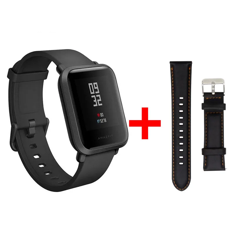 Xiaomi Amazfit Bip Smart Satch Globle Версия Huami Pace Lite IP68 GPS Gloness умные часы с частотой сердечных сокращений 45 дней в режиме ожидания - Цвет: blackstrap20