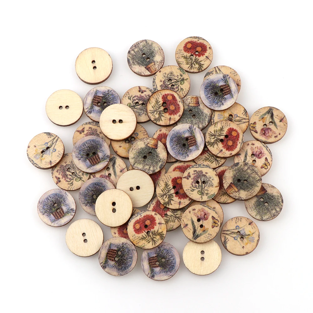 Декоративные круглые пуговицы с двумя отверстиями 50 шт./компл. 20 мм|Пуговицы| |