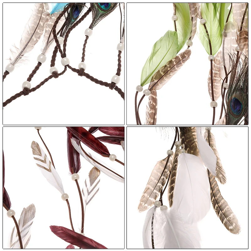 Haimeikang 2019 Новинка Boho красочная повязка на голову с перьями фестиваль хиппи для