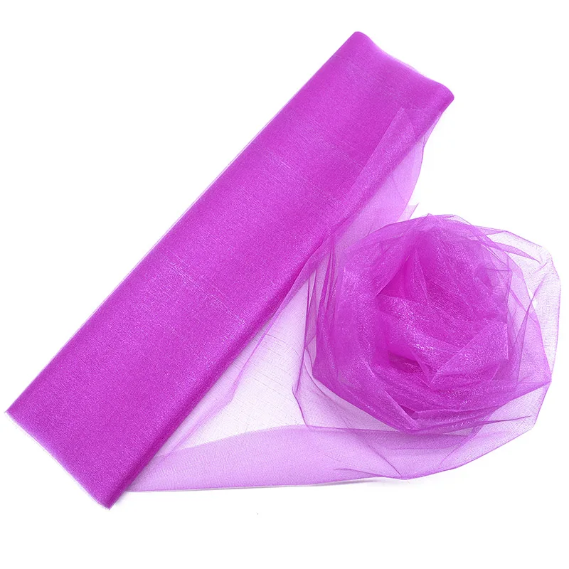 Fuchsia Свадебное украшение 10 м* 48 см тюль рулон Хрустальная ткань органза тюль рулон День Рождения Вечеринка Детский душ фон украшение стола - Цвет: Fuchsia