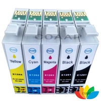5 pack compatible 126 t126 t1261 t1264 ink cartridge for epson workforce 435 520 545 630 633 635 645 printer