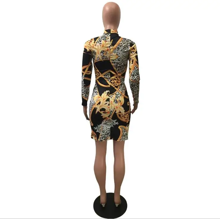 Новые осенние и зимние 2018 цифровая печать сексуальная плотное