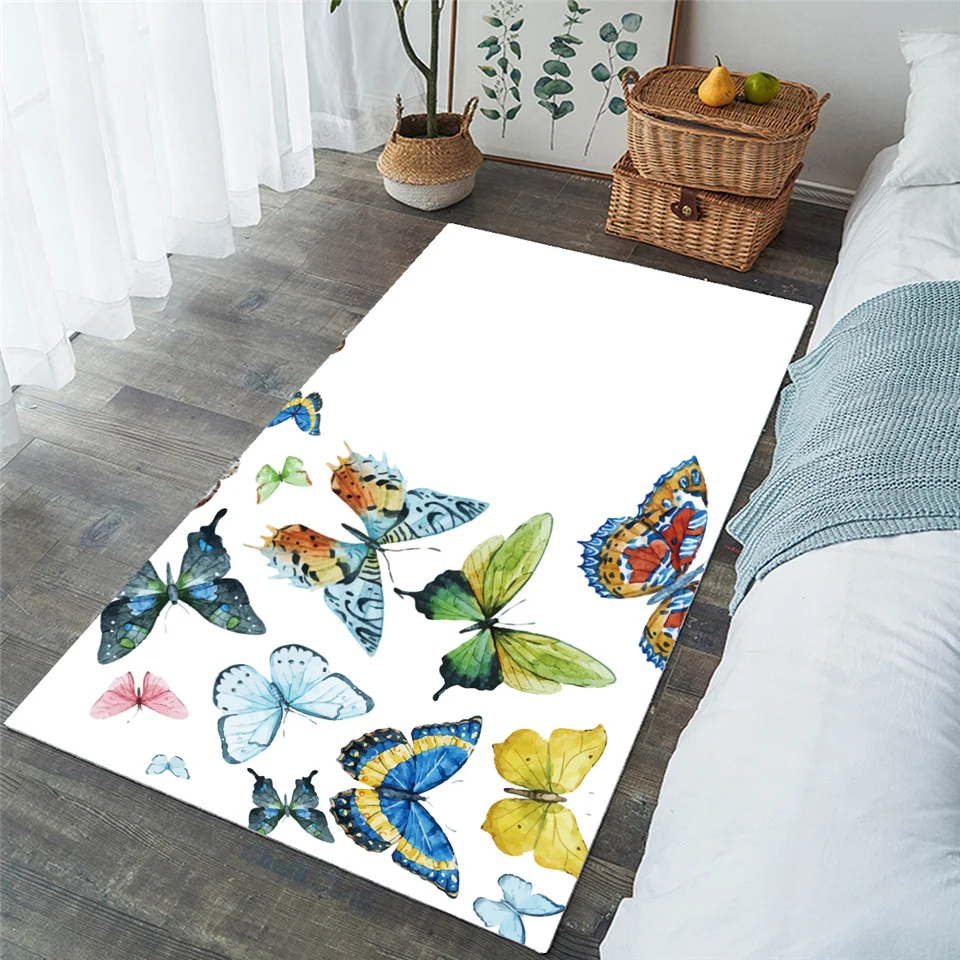 Постельные принадлежности Outlet Flying Butterfly области ковер прямоугольник большой ковры для спальни весна печать декоративный пол домашний коврик tapetes