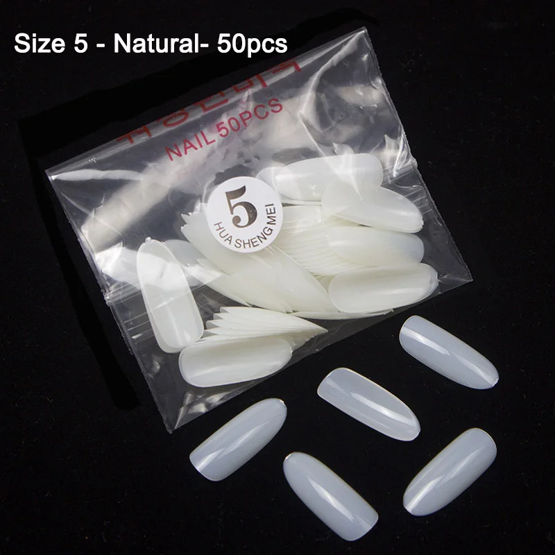 Tkgoes 50 шт./упак. натуральные накладные ногти для ног, овальные круглые ногти французского маникюра длинный прозрачный полный накладные ногти Украшенные акриловый Фрезер для ногтей cо шлифовальными советы