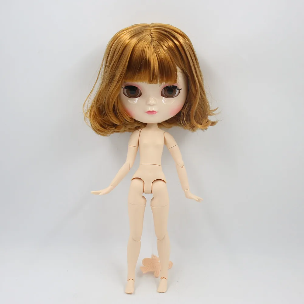 Обнаженная кукла ICY doll No.BL764A с короткими золотистыми вьющимися волосами белой