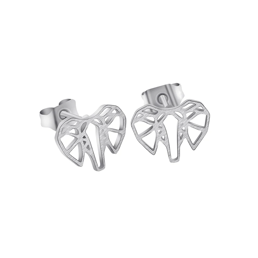 V Attract Origami Accessories Elephant Women Stud Earrings Black Gold Cute Girl Wear Animal Shaped 2018 | Украшения и аксессуары