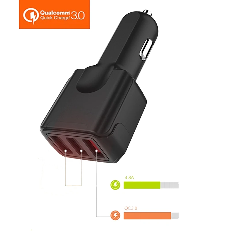 VRURC 3 Порты usb быстрый автомобиль Зарядное устройство Quick Charge QC 0 USB Автомобильное