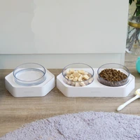 pet cats transparent bowl dog bowl pet feeder water bowl protection cervical double bowl for cats and small dogs supplies
