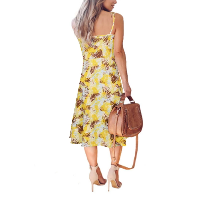 YANDW новинка сексуальные желтые с принтом пляжные вечерние vestido de festa бодикон для