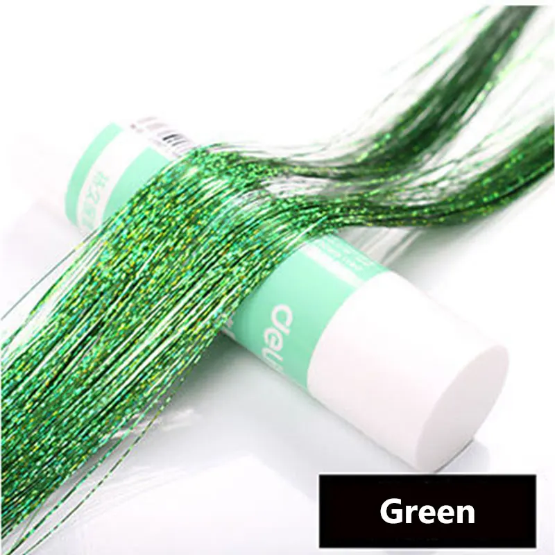 Green Цветные блестящие волосы, удлиняющая накладка на волосы бесшовные шт Цвет яркий глиттер яркие золотые и серебряные линии выбрать окрашенный парик - Цвет: Green