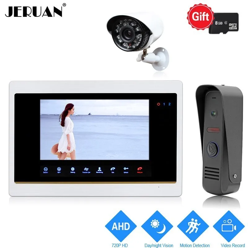 JERUAN 1.0MP 720 P обнаружения движения 7 ''Цвет телефон видео домофон Системы запись