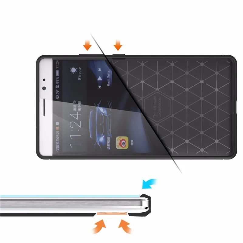 luxury Environmental Carbon Fiber TPU Case For huawei mate 8 Soft Anti drop Cover Back mate8 |