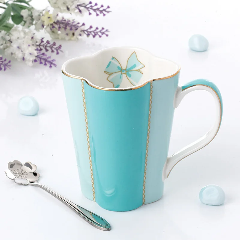 Креативная однотонная керамическая кружка на удачу с ложкой пара кофейных чашек