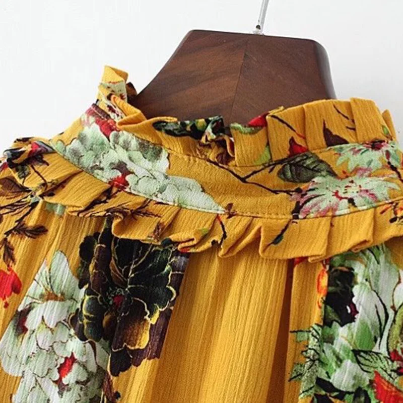 2017 New Fashion Short Mini Dress Women Casual Long Sleeve Ruffles Print Female Loose Floral Vestidos Robe | Женская одежда