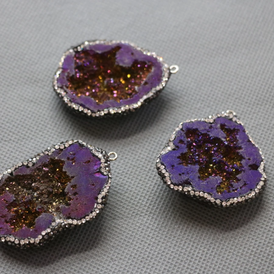 5 шт. в партии подвеска с фиолетовой друзой хрустальное ожерелье верхние бусины