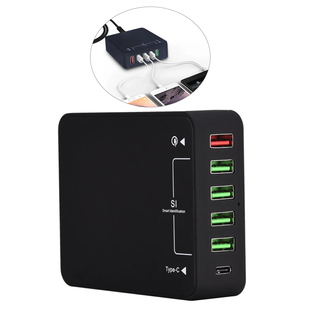 Зарядная Станция USB Type C 6 портов 60 Вт настенное зарядное устройство концентратор