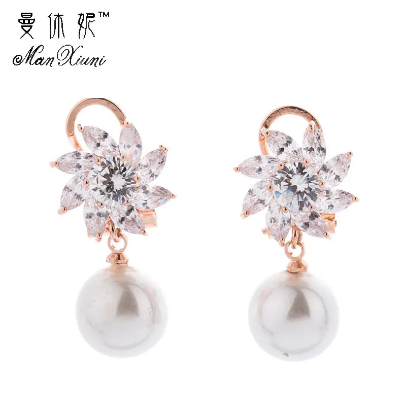 Женские серьги гвоздики с фианитом в форме цветка|flower stud earrings|fashion earringsstud earrings |