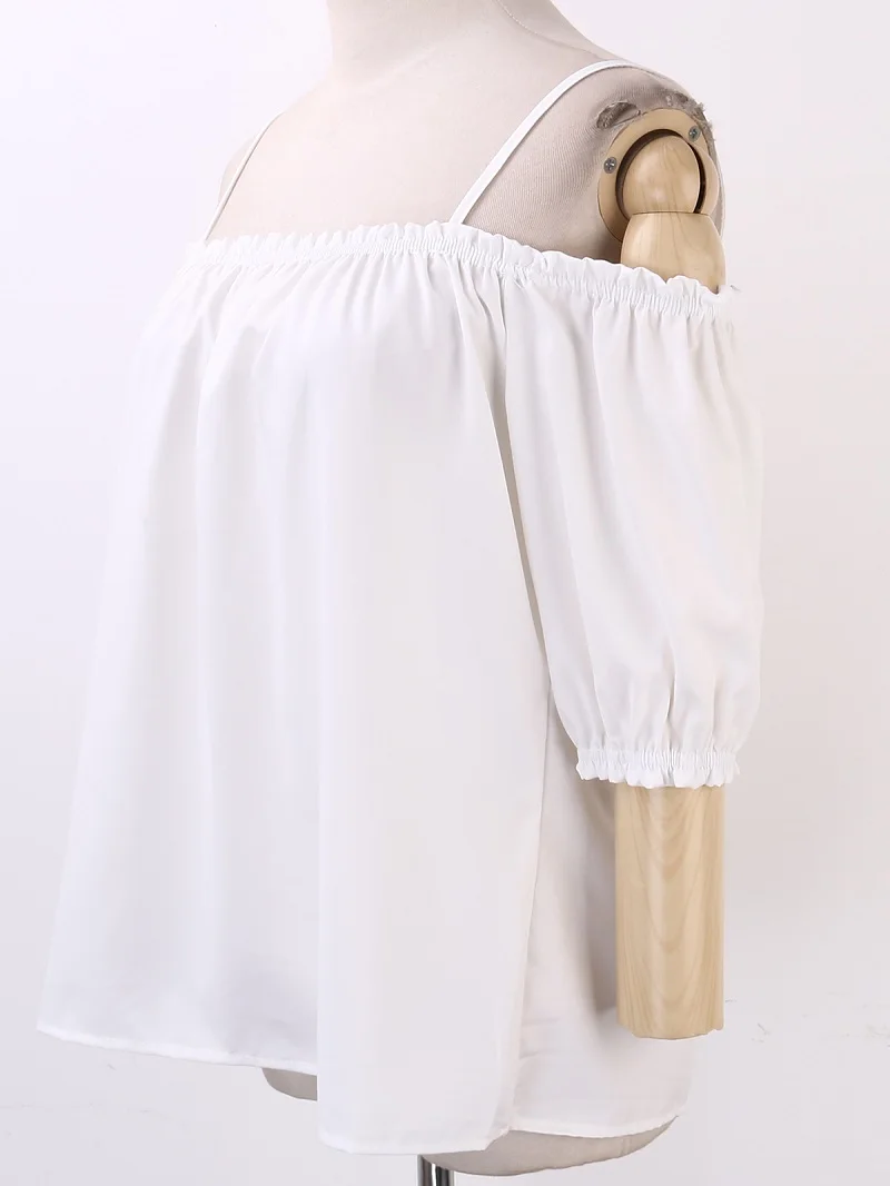 Женская блузка летняя с коротким рукавом и вырезом лодочкой синего цвета 2 вида