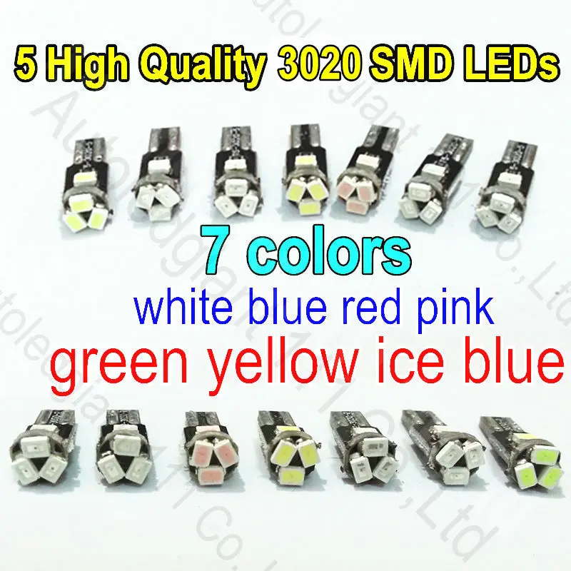WLJH Car Led T5 SMD Light 74 Wedge Led Speedometer Dashboard LED Instrument Panel Light Bulb For VW GTI Golf Jetta Rabbit Passat