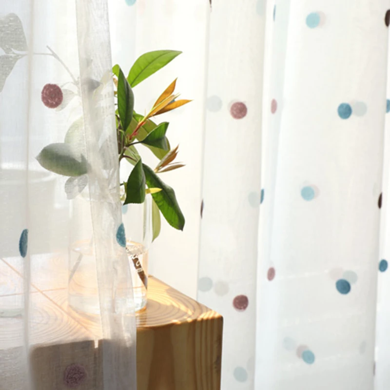 Innermor Dots kid's Curtains For Living room Embroidered curtains for bedroom Voile Sheer kitchen ready made Customized | Дом и сад