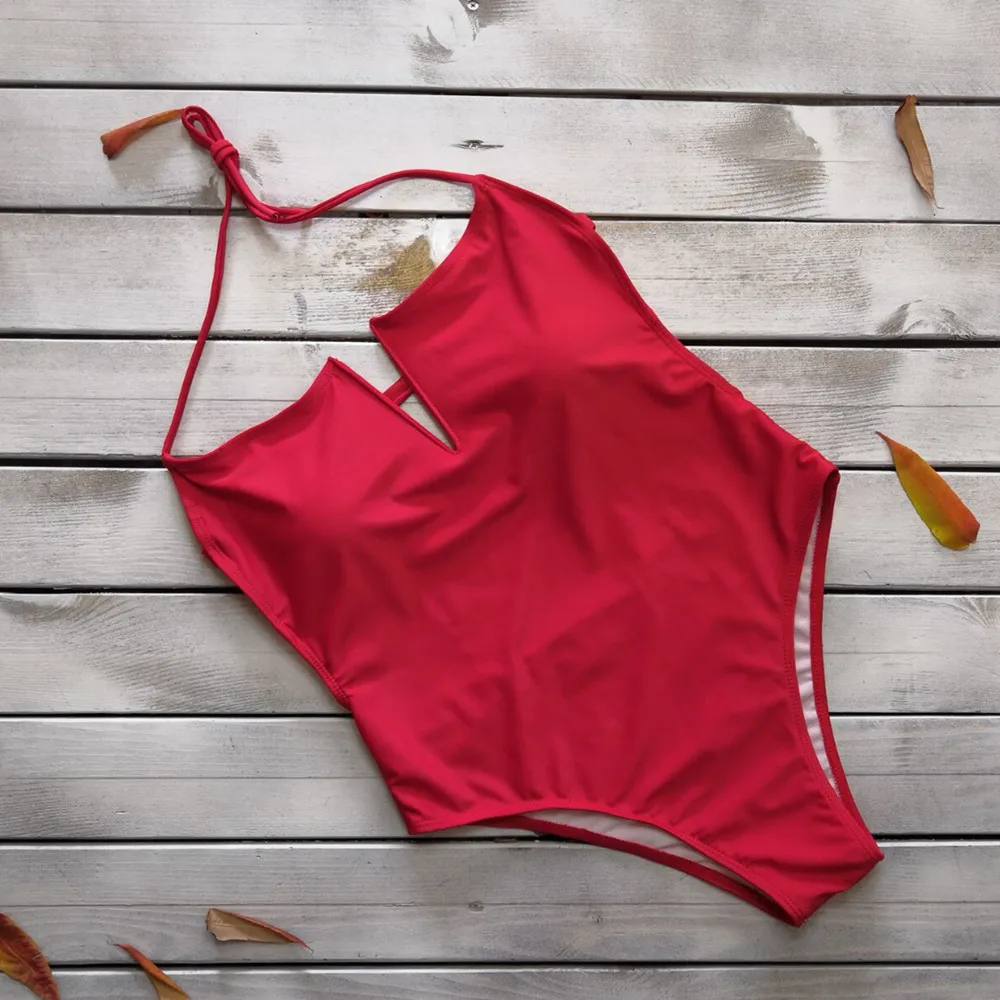 Bikini swimsuit female small chest big gathered vacation sexy beach spa conjoined hanging neck three-point swimsu |