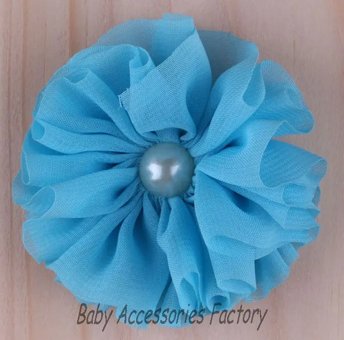 (120 шт./лот) 2 8 &quotИскусственный шифон Жемчужный Цветок для детей аксессуары волос