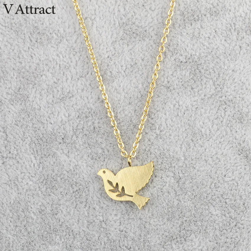V Attract 2017 Cute Branch Bird Pendants Necklace Women Fashion Jewelry Chain Peace Dove Choker Couple Charm Collier | Украшения и