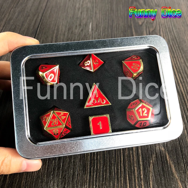 Новый металлический набор 6 цветов 7 игральных костей D4 D6 D8 D10 D % D12 D20 и