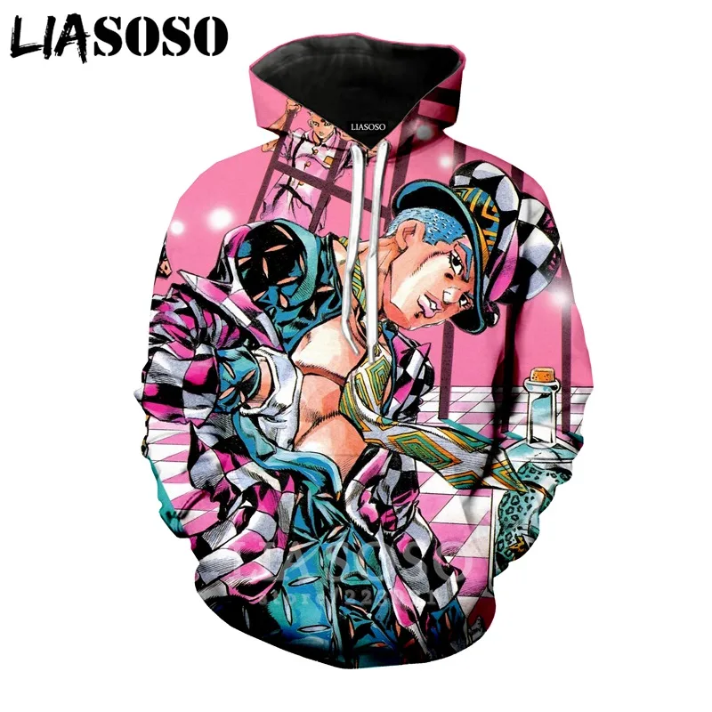 LIASOSO зимняя мужская и женская толстовка Kujo Jotaro 3D принт аниме JoJo Необычные