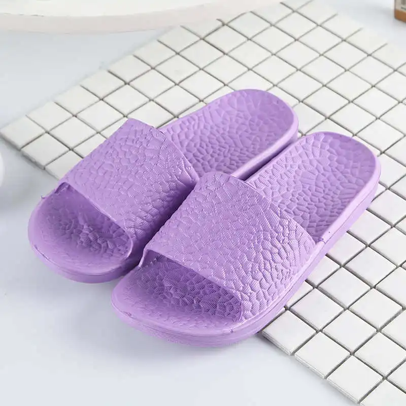 Purple Г., летняя пляжная Мужская обувь повседневные парные сандалии, тапочки летние уличные вьетнамки на плоской подошве, Нескользящие шлепанцы для ванной Q89 - Цвет: Purple