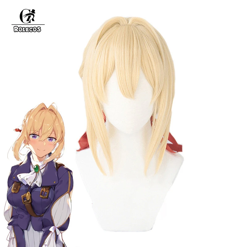 Волосы ROLECOS для косплея аниме фиолетовые волосы эверсада светлые красная лента